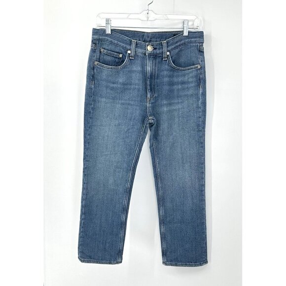 RAG & BONE JEANS ankle high rise fleece lined cozy blue stretch denim crop 24 - Picture 1 of 8